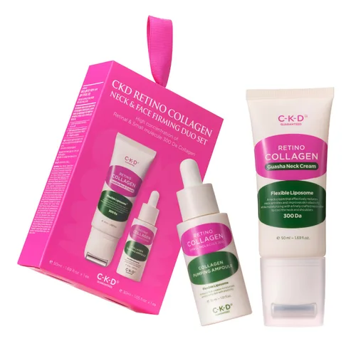 CKD - Juego de crema para el cuello y suero facial con colágeno retino Gua Sha, reafirmante, aumenta la elasticidad e hidratación profunda. Set de