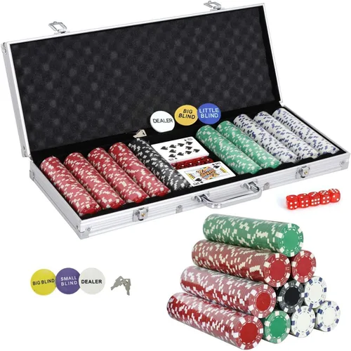 Vista 9 de Smartxchoices Juego de fichas de póquer de 500 piezas de 0.41 oz estilo dados, fichas de póquer de casino de arcilla con estuche de aluminio, dados
