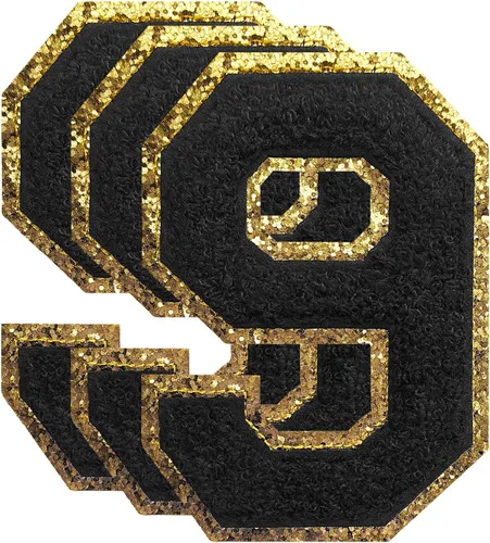 Vista 103 de 3 parches de letras de felpilla negra, parches de letras termo-adhesivas de 4-1/2", parches universitarios para ropa, S