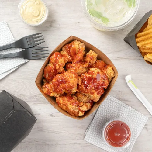 Vista 9 de Restaurantware Bio Tek - Cajas de palomitas de maíz de 5.3 x 3.3 pulgadas, 200 cajas cuadradas de mini golosinas, diseño abierto, revestimiento