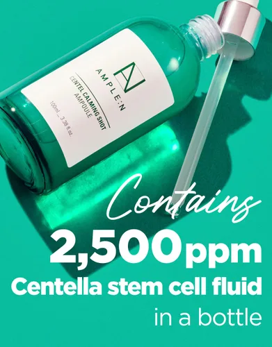 Vista 3 de AMPLE:N Centel Calming Shot Ampolla - Suero facial calmante coreano con centella asiática para calmar la piel irritada y sensible, alivio