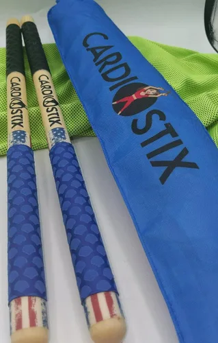 Vista 3 de CardioStix Paquete de 8.5 oz de baquetas de batería cardio de doble agarre de mayor peso (1 PAR) Premium de madera de nogal americano Batería