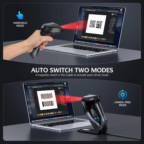 Vista 4 de TEEMI TMSL-56CR QR Bluetooth escáner de código de barras con base de carga USB para montaje en pared, lector inalámbrico 1D 2D CMOS Escaneo