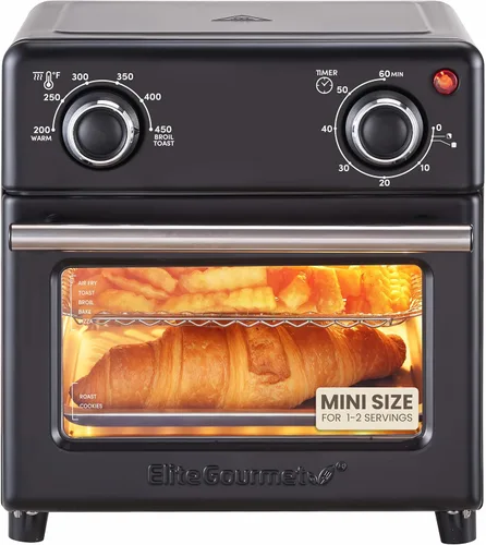 Vista 8 de Elite Gourmet EAF1121 Personal 1.1 Qt. Freidora eléctrica compacta de aire caliente que ahorra espacio, sin aceite, cocina saludable, temporizador
