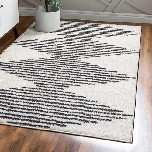 Vista 9 de JONATHAN Y Elm Diamond Stripe Shag - Alfombra de pasillo de 2 x 8 pulgadas, geométrica, bohemia, contemporánea, fácil limpieza para sala de estar