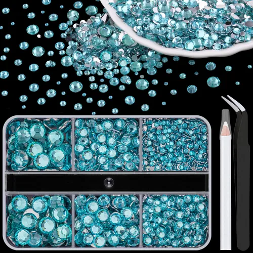 Vista 32 de 30000 diamantes de imitación de resina para decorar con 3 piezas de pegamento para joyería B7000, gemas AB de respaldo plano para manualidades