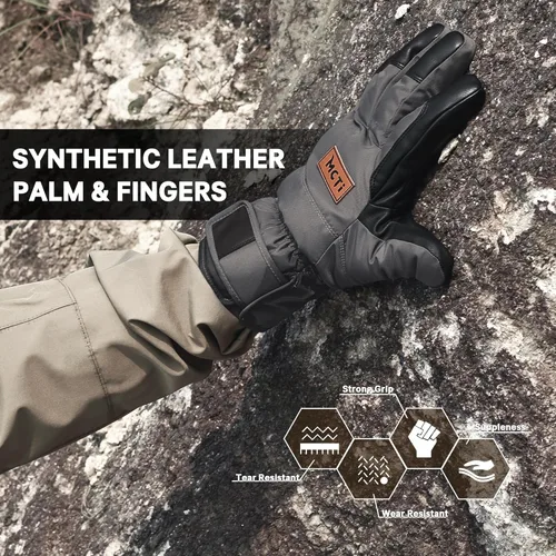 Vista 4 de MCTi Winter Gloves Men's Waterproof Insulated Snow Gloves for Cold Weather