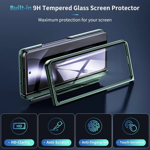 Vista 5 de WSKEN Funda para Samsung Galaxy Z Fold 5 con soporte para S Pen [protección de bisagra] [cubierta de cámara deslizante]