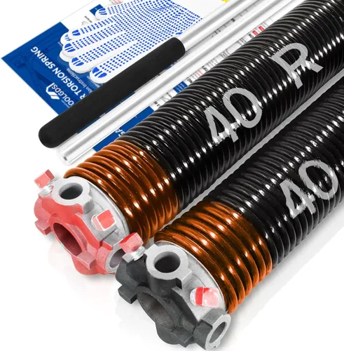 Vista 50 de Par de resortes de torsión para puerta de garaje de 2 pulgadas con barras de bobinado antideslizantes y guantes, electroforesis de alta precisión