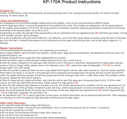 Vista 4 de CKPSMS Marca - Textil Pistola de limpieza de puntos para impresoras de pantalla/limpieza de cristales y rocas 110 voltios # KP-170A 110 V 1 SET