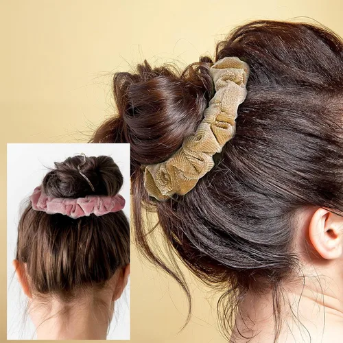 Vista 4 de 22 piezas de bandas elásticas de terciopelo para el cabello, bandas elásticas para el cabello, ligas clásicas para cola de caballo para mujer