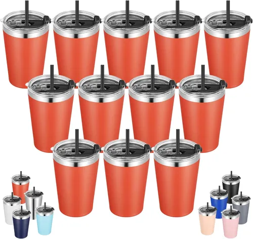 Vista 19 de VEGOND - Vaso térmico de acero inoxidable de 12 onzas con aislamiento al vacío de doble pared, vaso para viaje con tapa y pajita reutilizable