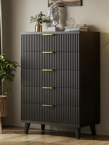 Vista 26 de Lulive Moderno juego de tocador y mesita de noche de 3 piezas, cómoda de 6 cajones + 2 mesitas de noche con patas de madera maciza (roble natural)