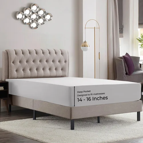 Vista 15 de Empyrean - Juego de 2 sábanas bajeras de tamaño individual, microfibra ultrasuave, bolsillo profundo, se adapta a colchones de 14 a 16 pulgadas