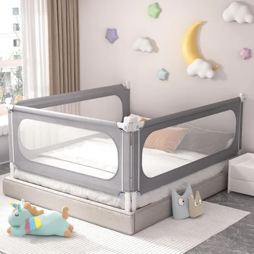 Vista 12 de yulongtengfei Barandilla de cama de 3 piezas de tamaño individual para niños pequeños, protector de riel ajustable para cama de bebé, riel
