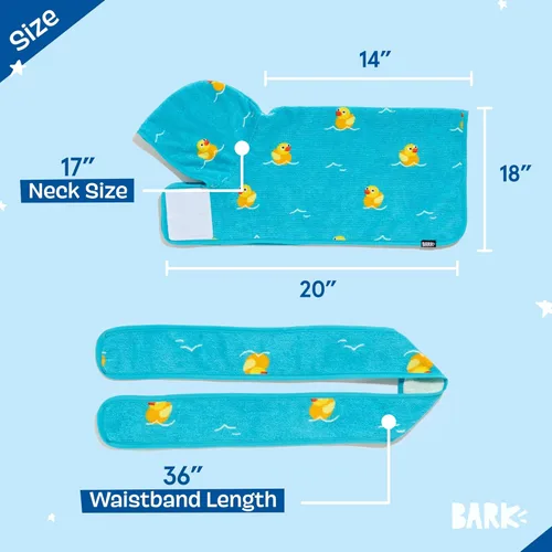 Vista 64 de Bata de baño para perros Barkbox de secado rápido con cierre de gancho y bucle y atadura envolvente, ropa linda para perros, fácil de limpiar