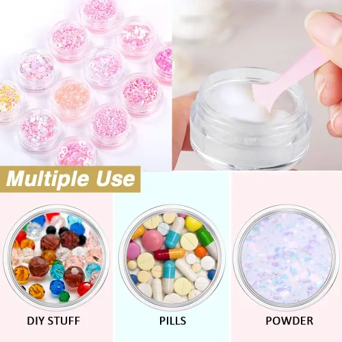 Vista 5 de Recipientes de plástico de 4 onzas con tapas + recipientes pequeños de 1 oz (juego de 24) – Tarros de plástico para exfoliación de labios, mantecas