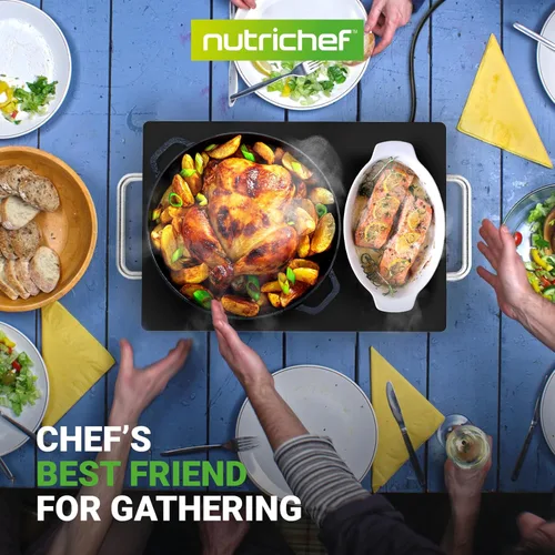 Vista 7 de NutriChef AZPKWTR30 - Placa caliente de acero inoxidable para mantener la comida caliente con bandeja eléctrica portátil para alimentos con tapa