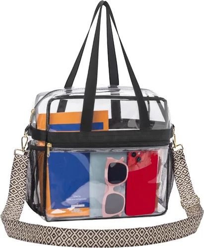 Vista 9 de Paxiland Bolsa transparente para eventos de estadio 12x6x12, bolsa transparente con correa reforzada, bolsa transparente para conciertos deportivos