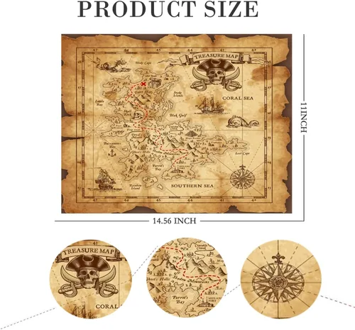 Vista 3 de Telescopio monocular pirata con brújula de bolsillo de mapa del tesoro - Catalejo plegable para conjunto de accesorios de fiesta