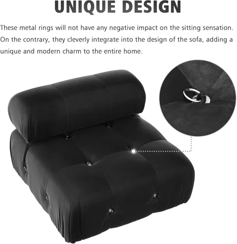 Vista 48 de Sofá modular moderno de terciopelo, sofá modular minimalista en forma de U de 6 plazas con 2 otomanas para sala de estar, oficina, apartamento