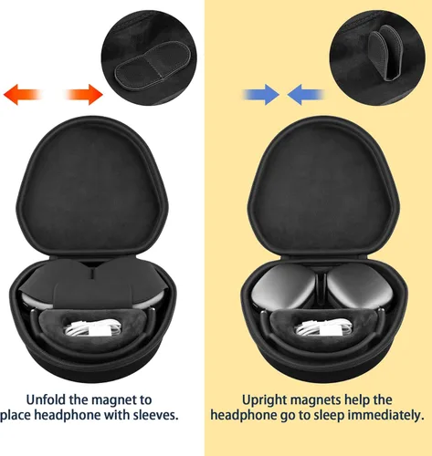 Vista 4 de co2CREA Funda rígida con modo de sueño, reemplazo para auriculares Apple AirPods Max inalámbricos de diadema (Funda negra)