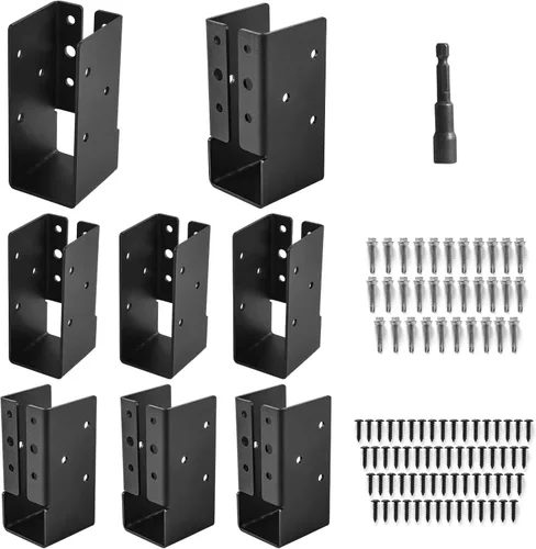Vista 7 de 4 piezas de perchas ocultas para vigas, perchas ocultas con brida de 4"x6" para exteriores, perchas ocultas para vigas con recubrimiento en polvo