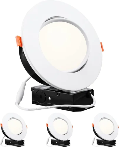 Vista 8 de TORCHSTAR Iluminación empotrable LED de cardán 5CCT de 6 pulgadas con caja de conexiones regulable, 2700 K/3000 K/3500 K/4000 K/5000 K