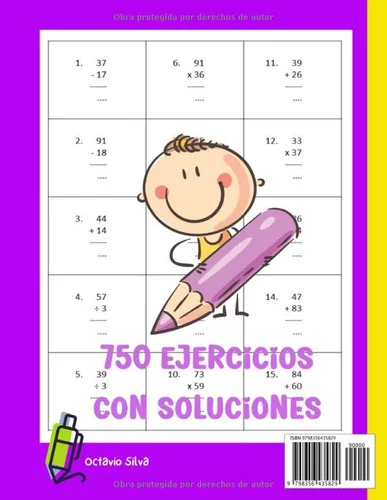 Vista 2 de Sumas, restas, multiplicaciones y divisiones. Dígitos del 10 al 99. Volumen 1 Libro de actividades de matemáticas con soluciones. A partir de los 7