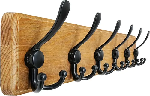 Vista 49 de Dseap Perchero de Pared Montado - 5 Ganchos Triangulares, Resistente, Perchero de Pared de Madera para Abriggos, Sombreros, Chaquetas, Ropa, Negro