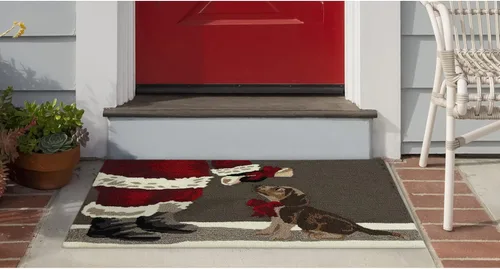 Vista 13 de Liora Manne FRONTPORCH Indoor/Outdoor Hand Tufted Synthetic Blend Durable Area Rug - Traditional (Merry Christmas Black) (2'6" x 4')
