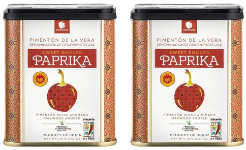 Vista 10 de Gourmanity Lata de pimentón ahumado dulce y caliente español, condimento de pimentón ahumado de madera de roble premium para añadir profundidad