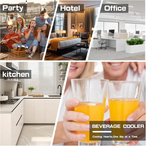 Vista 7 de Mini refrigerador de 24 latas, refrigerador de bebidas de 0.9 pies cúbicos con reversible para cerveza de vino, control de temperatura ajustable