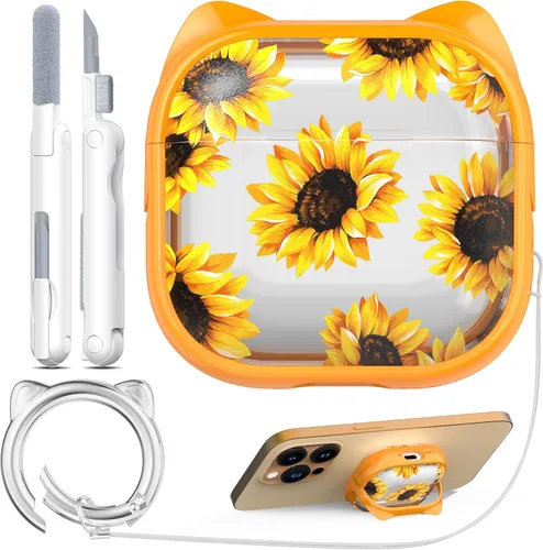 Vista 48 de RFUNGUANGO AirPods Pro - Funda transparente de TPU suave con kit de limpieza y llavero, compatible con Magsafe, funda protectora compatible