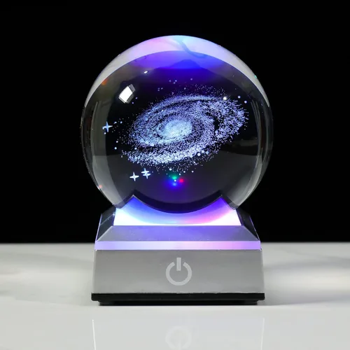 Vista 9 de Bola de cristal 3D grabada con colibrí en 3D con base LED colorida, esfera de vidrio de 8 cm, ideas para decoración del hogar y regalos para amigos