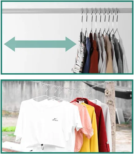 Vista 3 de Perchas de metal resistentes para armario, de acero inoxidable, de 16.5 pulgadas, paquete de 30