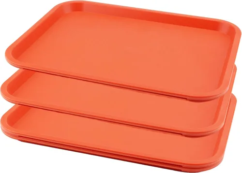 Vista 23 de Paquete de 5 bandejas azules de comida rápida de 14 x 10 pulgadas, bandejas rectangulares grandes para servir restaurante, bandejas de plástico