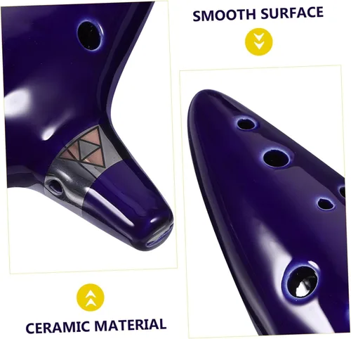Vista 5 de Instrumento de música Ocarina de cerámica Ocarina de 12 agujeros con cordón ajustable negro