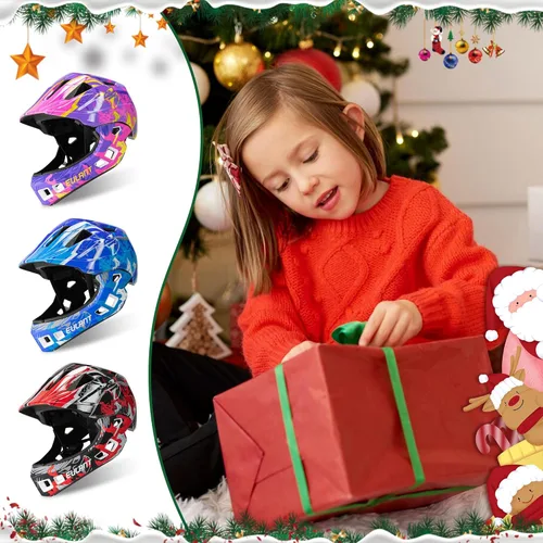 Vista 6 de EULANT Casco integral para niños con protector de barbilla, casco de bicicleta para niñas y niños de 6 años, se adapta a cabezas de 48 a 22.0 in