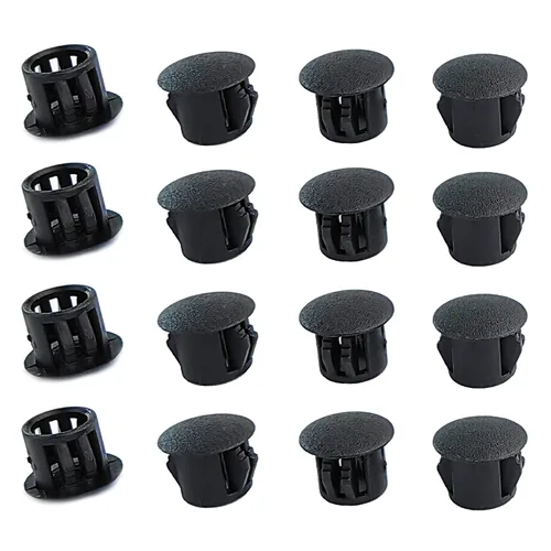 Qrity 20 tapones de agujero negro, tapones de plástico para agujeros de gabinete, tapones redondos tipo empotrado, cubierta de cierre para muebles