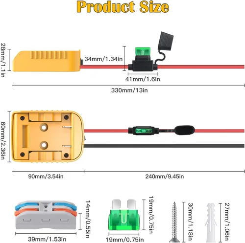 Vista 7 de Adaptador de batería Power Wheels para Dewalt 20V, adaptador de batería Power Wheels, kit de conversión de batería Power Wheels con interruptor