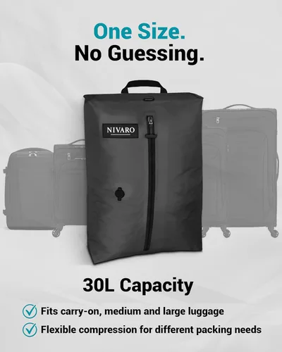 Vista 5 de Bolsas de compresión al vacío de viaje Grandes 30L 1 paquete Impermeable y reutilizable Bolsas ahorradoras de espacio para equipaje Bomba
