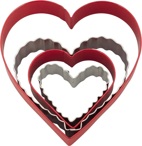Wilton From The Heart Nesting - Juego de cortadores de galletas, desde el tamaño de un bocado hasta galletas de corazón de 5 pulgadas, comparte el