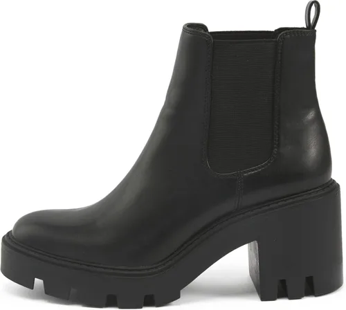 Vista 2 de REDTOP Botas Chelsea para mujer con plataforma de moda, botines de tacón alto, punta redonda, estilo casual, elástico, grueso, tacón de bloque