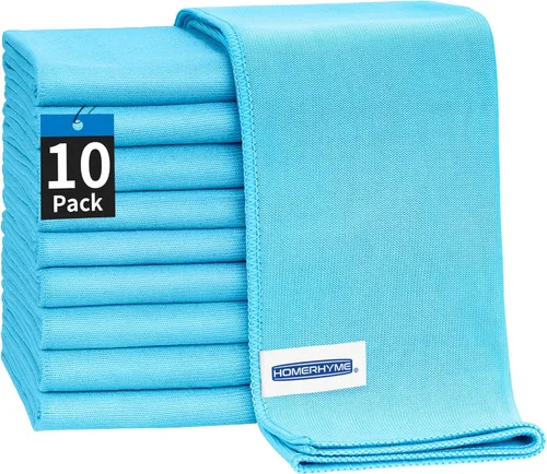 Vista 19 de Paño de limpieza de microfibra – Paquete de 6 paños de limpieza de lentes, trapos de limpieza de ventanas de 16 x 14 pulgadas, paños de pulido sin