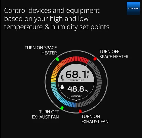 Vista 3 de YoLink Sensor inteligente de temperatura y humedad para exteriores, higrómetro, termómetro, alcance de 1000', vida útil de la batería de 2+ años