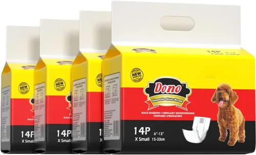Dono Pañales desechables para perros machos con indicador de humedad, 56 unidades, bandas superabsorbentes para el vientre para perros machos con