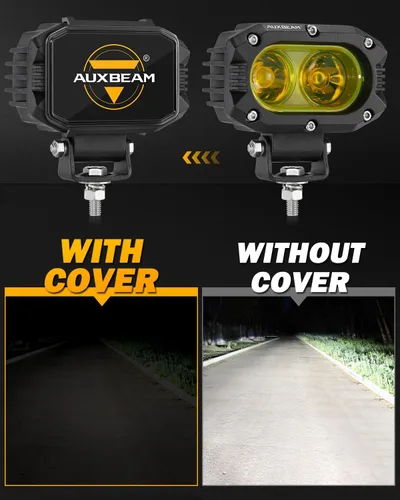 Vista 2 de Auxbeam - Cubiertas de cápsula LED de 4 pulgadas, cubiertas protectoras de luz cuadradas para caminos sin pavimentar, cubierta de luz de cubo negro