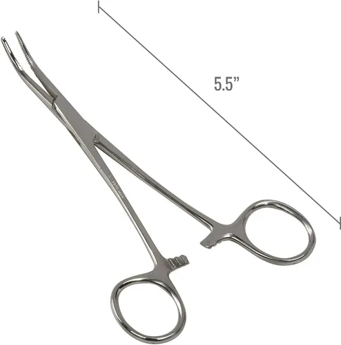 Vista 2 de MABIS Pinzas de bloqueo Precision Kelly Forceps de sujeción, plateadas, curvas, 5-1/2 pulgadas, 1 unidad (paquete de 1)
