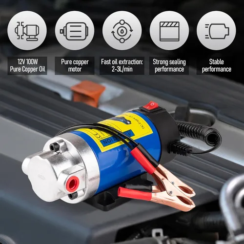 Vista 2 de Bomba extractora de aceite 12V 100W, bomba de transferencia de fluido ultra silenciosa para aceite de motor, fluido de transmisión, cambio de aceite